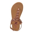 thumbnail image 4 of Beverly Hills Polo Club Kid Girls Thong Sandal with Multi Flower Accents, Brown, 13, 4 of 4
