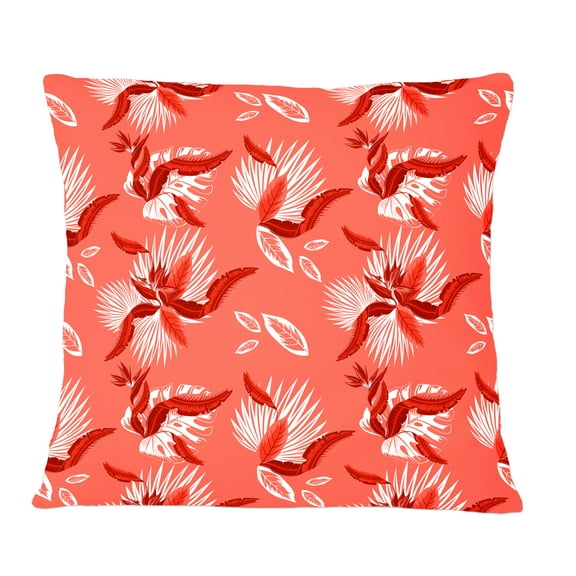 Designart Coral Flowers Of Bird Of Paradise ' Mid-Century Modern Throw Pillow - 12x20