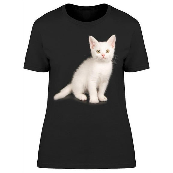 White Shorthair Cat Sitting T-Shirt Women -Image by Shutterstock, Female x-Large