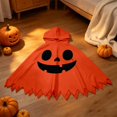 thumbnail image 5 of Arlun Halloween Pumpkin Face Capes for Kids Funny Cute Spooky Ghost Costume Hooded Cape Boys and Girls Soft Cozy Loose Sawtooth Hem Capelet for Dress up Cosplay Party F-Orange XS, 5 of 5