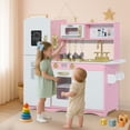 thumbnail image 6 of AILEEKISS Kids Play Kitchen Set, Wood Kitchen Playset for Toddler with Accessories, Gold Pink, 6 of 9