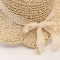 thumbnail image 4 of Lispipm Baby Girl Straw Hat Bowknot Outdoor Beach Sun Hats Infant Toddler Girls Vacation Ruffle Caps with Lace Starp Beige 6-24 Months, 4 of 5