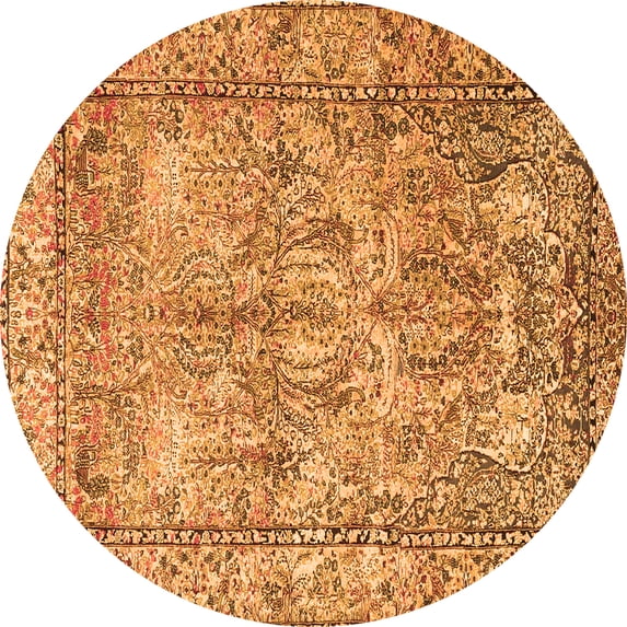 Ahgly Company Indoor Round Persian Orange Traditional Area Rugs, 4' Round