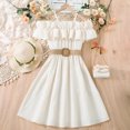 thumbnail image 1 of Falda de niña de verano con un solo hombro y costura de encaje, vestido para niña grande, 1 of 6