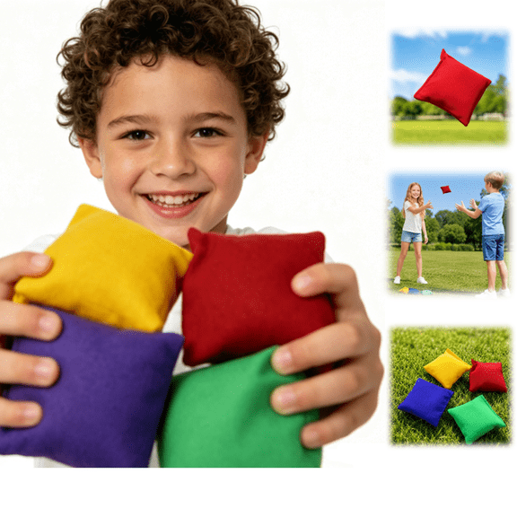 2026 New 4 Pieces Small Bean Bags Bulk Mini Colorful Nylon Bean Bags for Throwing Sack Tossing Beanbags Fun Sports Random Color 3*3in