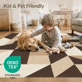 thumbnail image 4 of ODIKA 5'x7' Washable Area Rug Non-Slip, Low Pile, Stain Resistant Interlocking Neutral Minimalist Brushstroke Large Abstract Beige Playful for Guest Room, Lounge, Apartment, 4 of 7