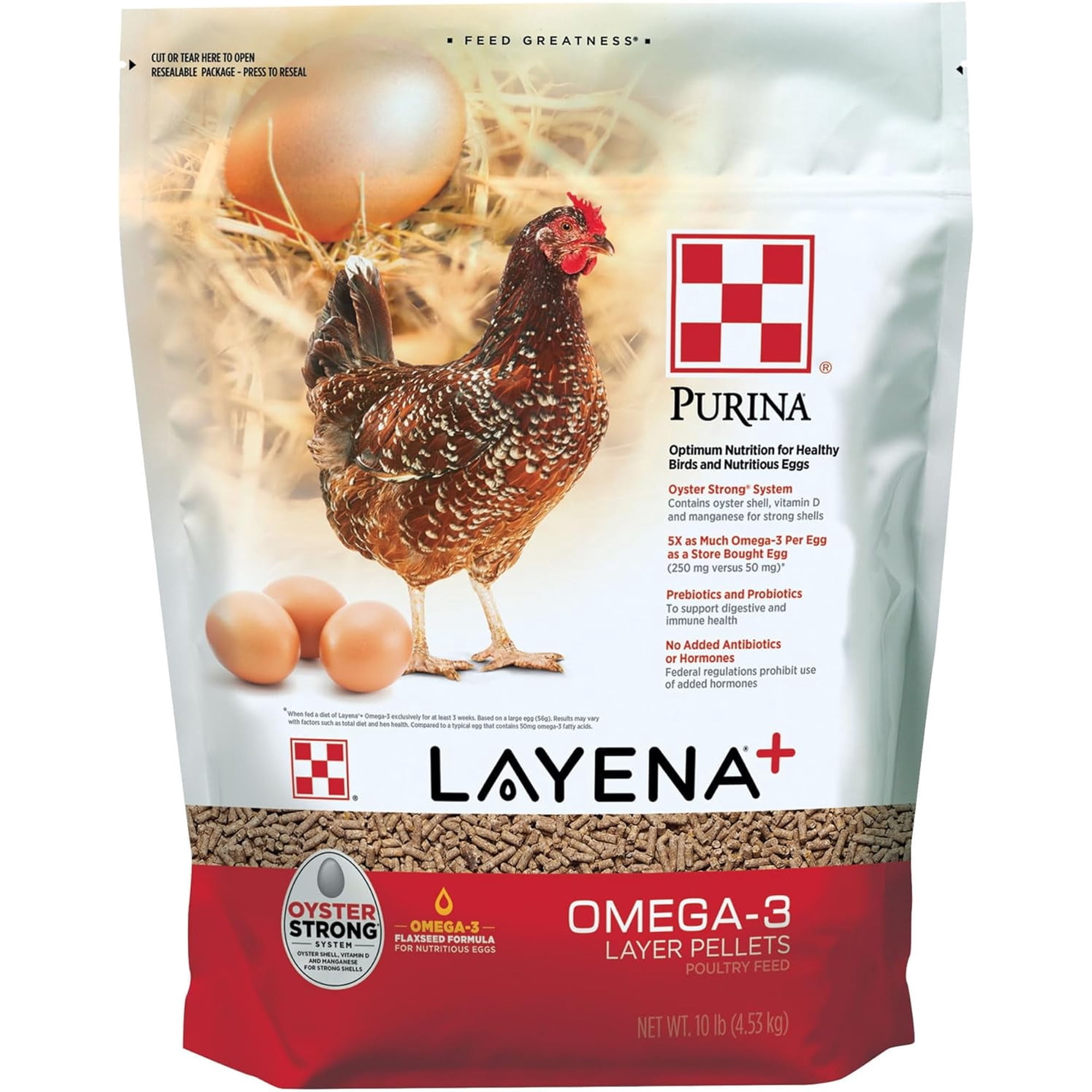 Purina Animal Nutrition (C)Layena+ Omega-3 Pellets 10LB(4)