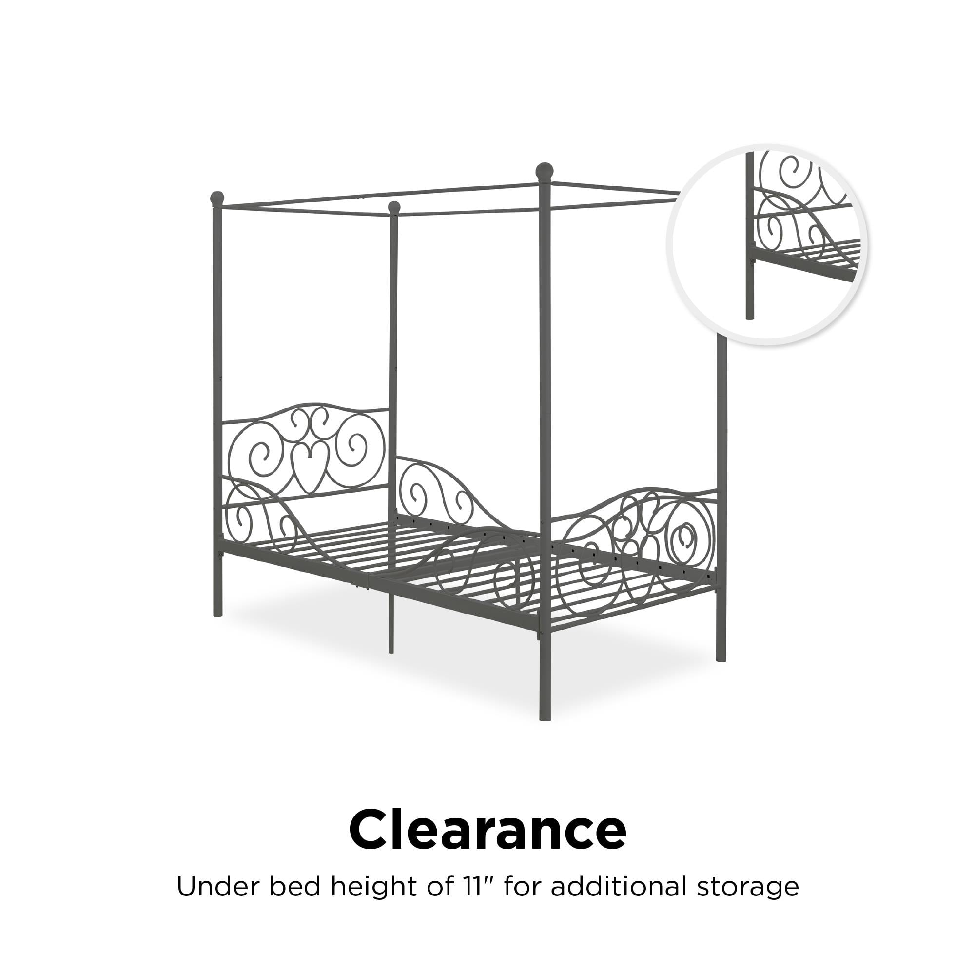 DHP Canopy Metal Bed, Twin, Pewter