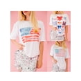 thumbnail image 4 of Yunliwuli Women's 4th of July Tops Casual Short Sleeve Round Neck Flag/Bow Print T-Shirts Streetwear Blouses, 4 of 8
