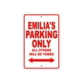 thumbnail image 1 of Emilia's Parking Only All Others Will Be Towed Name Gift Novelty Metal Aluminum 8"x12" Sign, 1 of 1