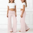 thumbnail image 2 of Girls Pants Size 10-12 Wide Leg Girls Pants Summer Casual Wide Leg Pants Elastic High Waist Lightweight Vacation Beach Trousers with Pockets, 2 of 8