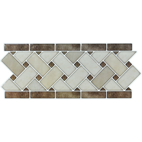 LongKing Beige 12.4 in. x 5 in. Peel and Stick Waist Line Mosaic Tiles (10-Pack)