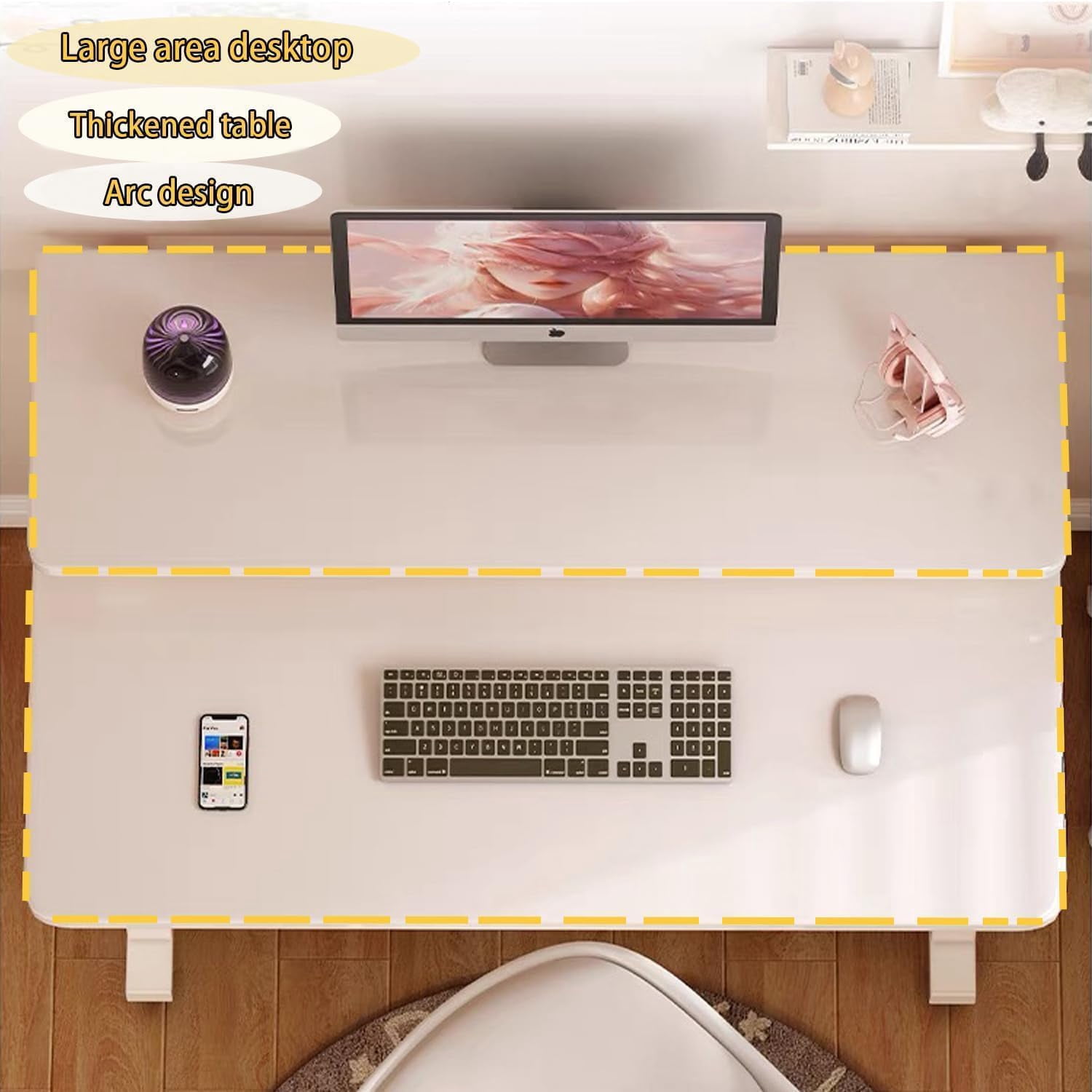 31.5 Inch Small Desks with 3-Layer Storage & Monitor Stand, Compact Home Office Desk, Portable Laptop Table with Wheels for Small Spaces, Mobile Rolling Computer Work Desks