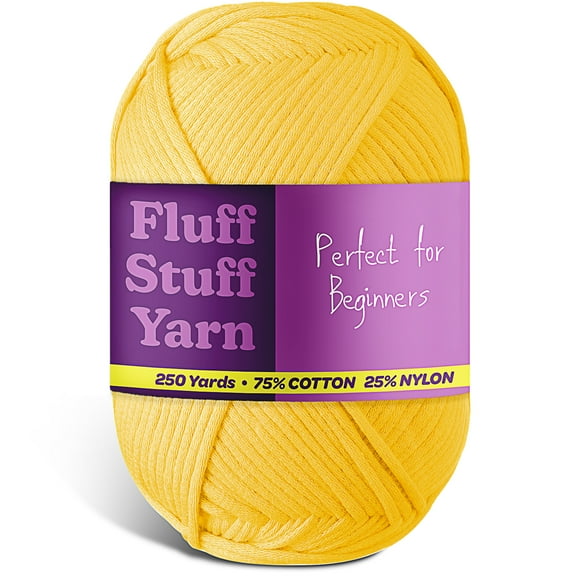 Lammaloe Cotton Yarn For Crocheting And Knitting, (250 Yards) Worsted Medium #4 Crochet Yarn For Beginners, Bright Yellow
