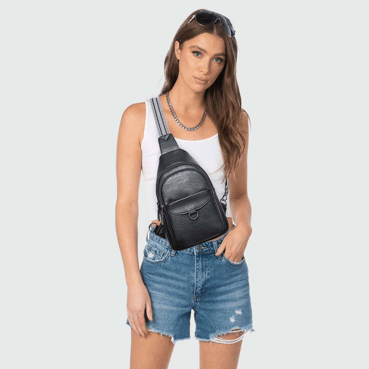 LATMAP  Crossbody Sling Bag, Anti-Theft Travel Chest & Belt Bag for Women and Men, Faux Leather