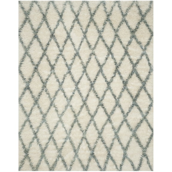 SAFAVIEH Kenya London Geometric Area Rug, Ivory/Blue, 8' x 10'