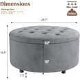 thumbnail image 2 of Round Storage Ottoman Modern Tufted Ottomans Circular Coffee Table with Removable Top Upholstered Large Ottoman with Storage Footrest Stool for Bedroom and Living Room, 2 of 18