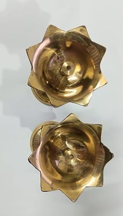 2 PCS Brass Oil LAMP Flower Design Diya Diwali Item