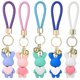 thumbnail image 1 of Metal Key Ring Bunny Keychains White Travel Use Car Interior Decor 5Pcs, 1 of 2