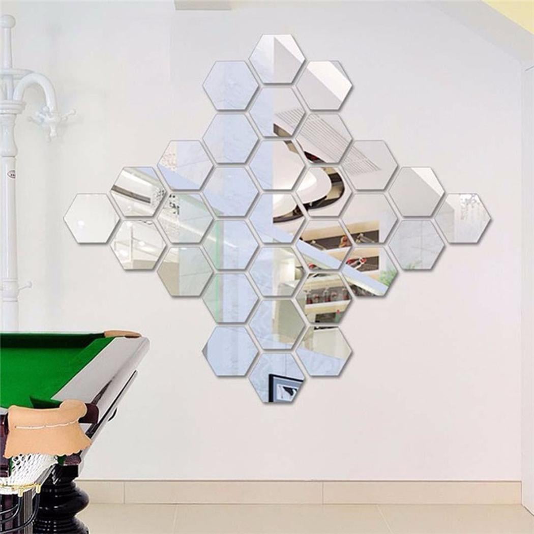 Mirror 12 Piece Hexagon Acrylic Mirror Wall Stickers Wall Decor Home