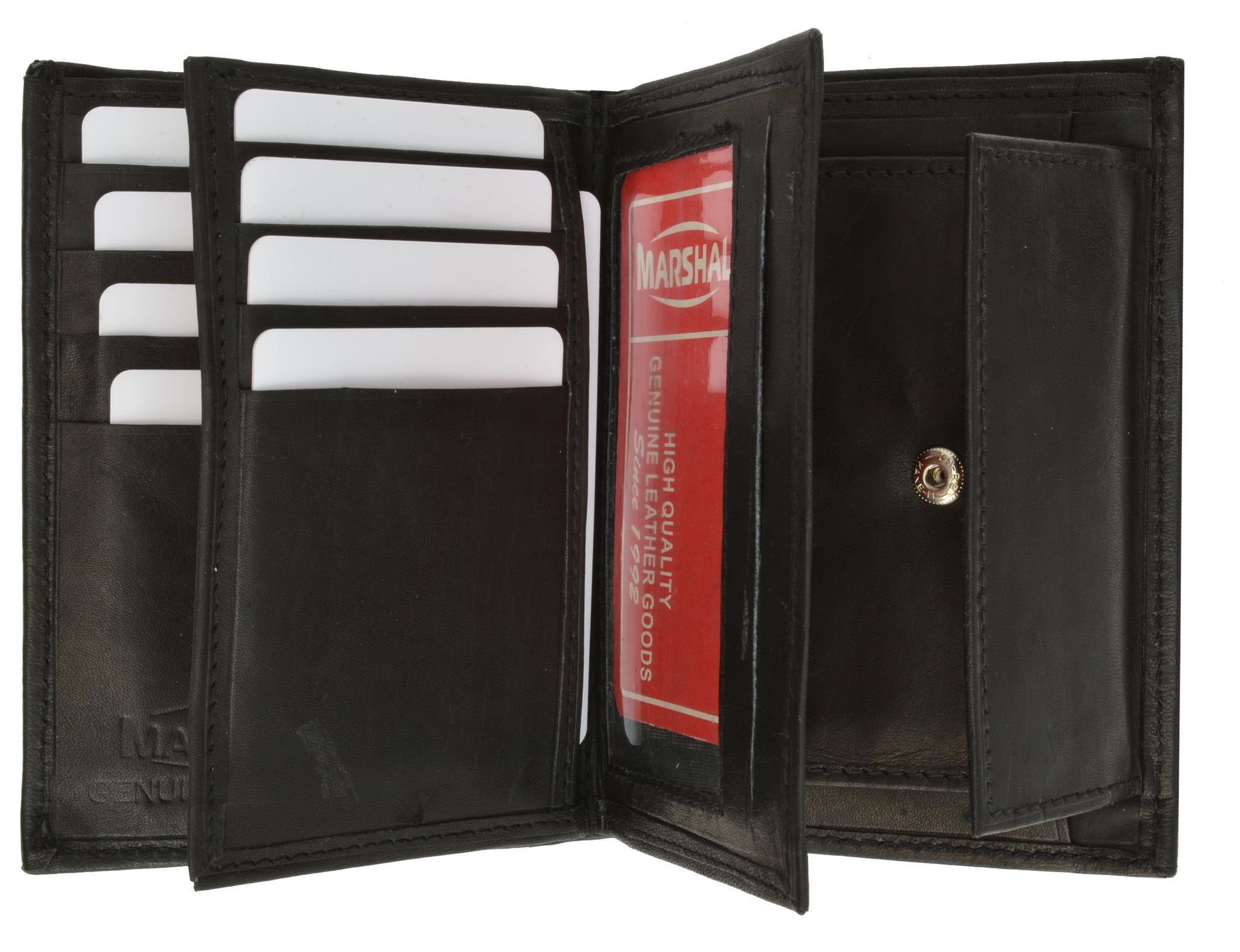menswallet - Genuine Leather European Hispter Bifold Wallet with 2 center Flaps and Coin Purse ...