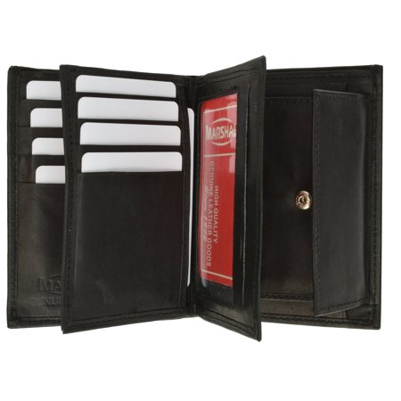 Genuine Leather European Hispter Bifold Wallet with 2 center Flaps and Coin Purse for Men 618 CF (C)