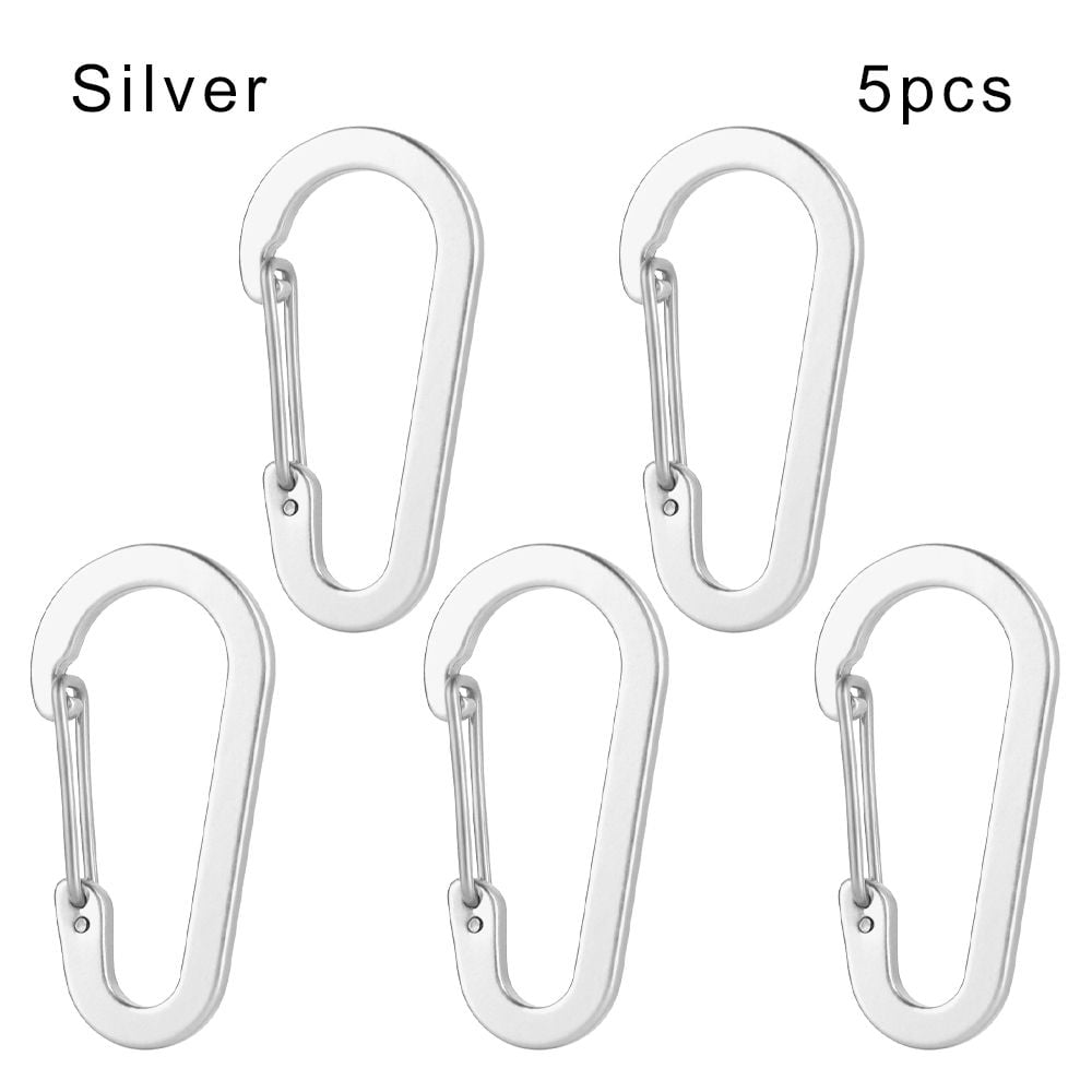 1/2/5pcs Aluminum Alloy Multi Tool Outdoor Hook Fishing Acessories Camping  Lock Buckle Fishing Small Carabiner Climbing Snap Clip Keychain Clips  SILVER 1PC 