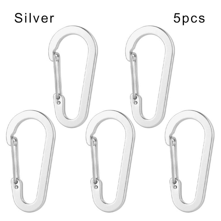 1/2/5pcs Aluminum Alloy Multi Tool Outdoor Hook Fishing Acessories Camping  Lock Buckle Fishing Small Carabiner Climbing Snap Clip Keychain Clips  SILVER 5PCS 