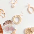 thumbnail image 2 of Linyer Drop Earrings Korean Style Popular Accessories Long Pattern Alloy Ball Earring Anniversary Gift Daily Wear Ear Stud for Wedding Pink+Rhinestone, 2 of 4