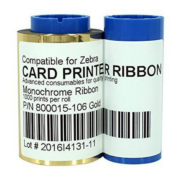 800015-106 Gold Monochrome Ribbon For Zebra iSeries ID Card Printer 1000 Prints