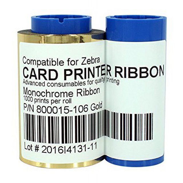 800015-106 Gold Monochrome Ribbon For Zebra iSeries ID Card Printer 1000 Prints