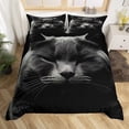 thumbnail image 1 of Impresión de ropa de cama 3 piezas de dibujos animados Mascotas Funda Nórdica Negro Gatos Edredón Colcha, 1 of 5