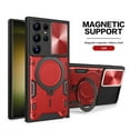 thumbnail image 1 of Heavy Duty Case for Samsung Galaxy S23 Plus, Camera Lens Sliding Cover with Hidden Bracket Magnetic Car Mount Holder, Rugged PC+TPU Hybrid Shockproof Lens Protection Case,Red, 1 of 11