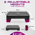 thumbnail image 4 of Yes4All 18.9" Aerobic Exercise Step Platform with 2 Risers, Adjustable Height Workout Stepper 3" 5.1" for Home Gym - Black/Purple, 4 of 5