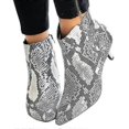 thumbnail image 1 of ZHAOCHENG Botines con cremallera para mujer, tacón bajo, punta puntiaguda, estampado de serpiente TA36, 1 of 3