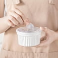 thumbnail image 6 of 6 oz Ramekins with Lid, Porcelain Creme Brulee Souffle Dishes, White Pudding Custard Cups Ramiken for Baking, Dishwasher and Oven Safe, Set of 6, 6 of 8