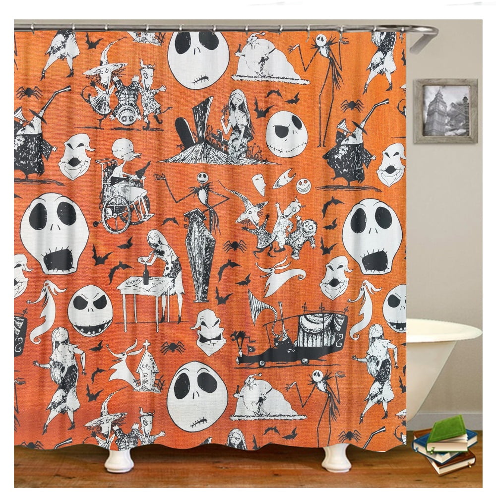Shower Curtain Set Helloween Nightmare Before Christmas Bathroom