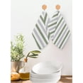 thumbnail image 2 of Sage Green Stripe Kitchen Dish Towels for Drying Dishes Set of 2, Geometric Grey White Vertical Striped Waffle Weave Microfiber Hand Tea Bathroom Towels Quick Dry & Absorbent Towel 12x12, 2 of 7