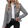 thumbnail image 3 of Elegante Blazer para Mujer, para Oficina, Trabajo, Negocios, con Dobladillo Peplum, Chaqueta Abierta con Diseño de Gris L, 3 of 9