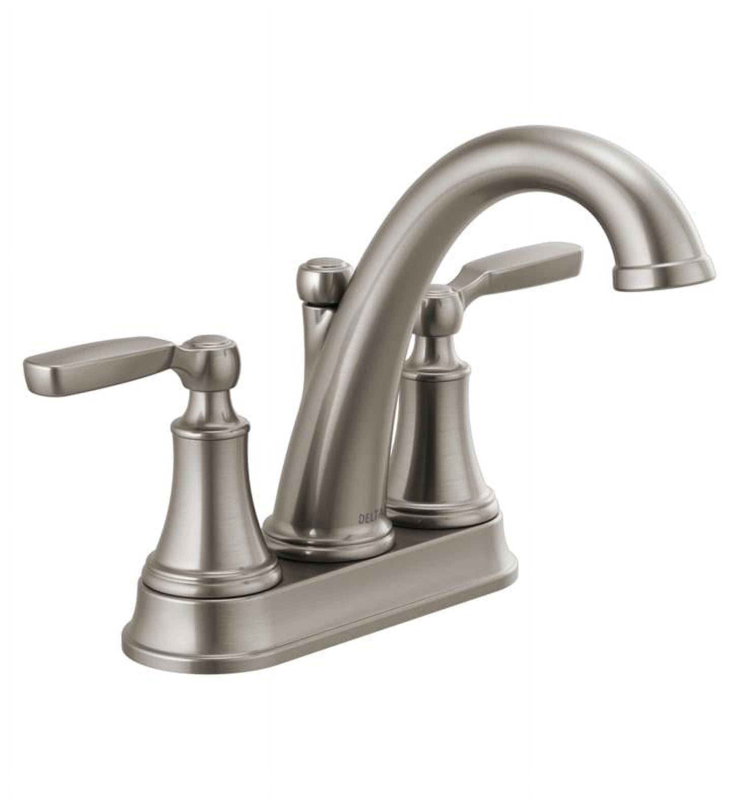 Delta Geist Brushed Nickel Centerset Bathroom Sink Faucet, 4 in