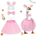 thumbnail image 4 of 3pcs Easter Goose Outfits for 23" Lawn Goose Statue Clothes,Easter 4th of July Hat Tutu Skirt Costume, 4 of 8