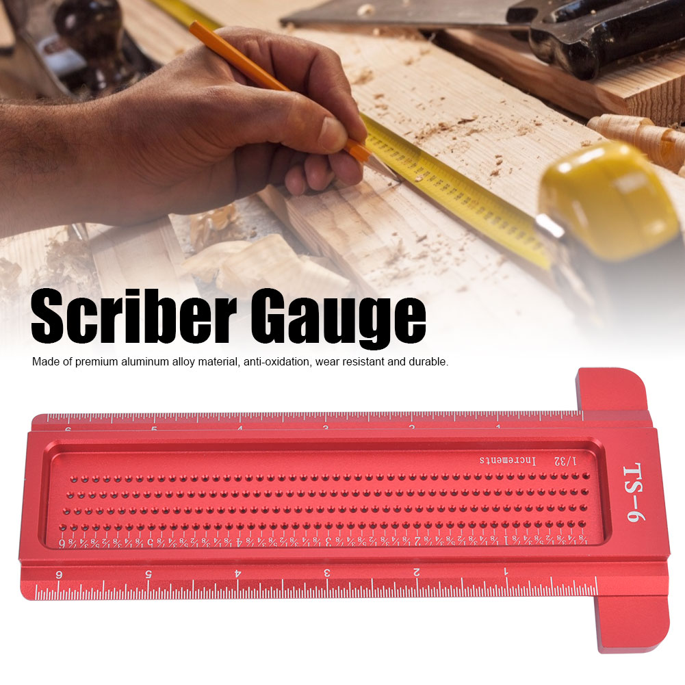Woodworking Scriber Gauge Aluminum Alloy Hole Ruler Carpenter Measuring Tool for Woodworking and DIY Amateurs T-type Scriber 