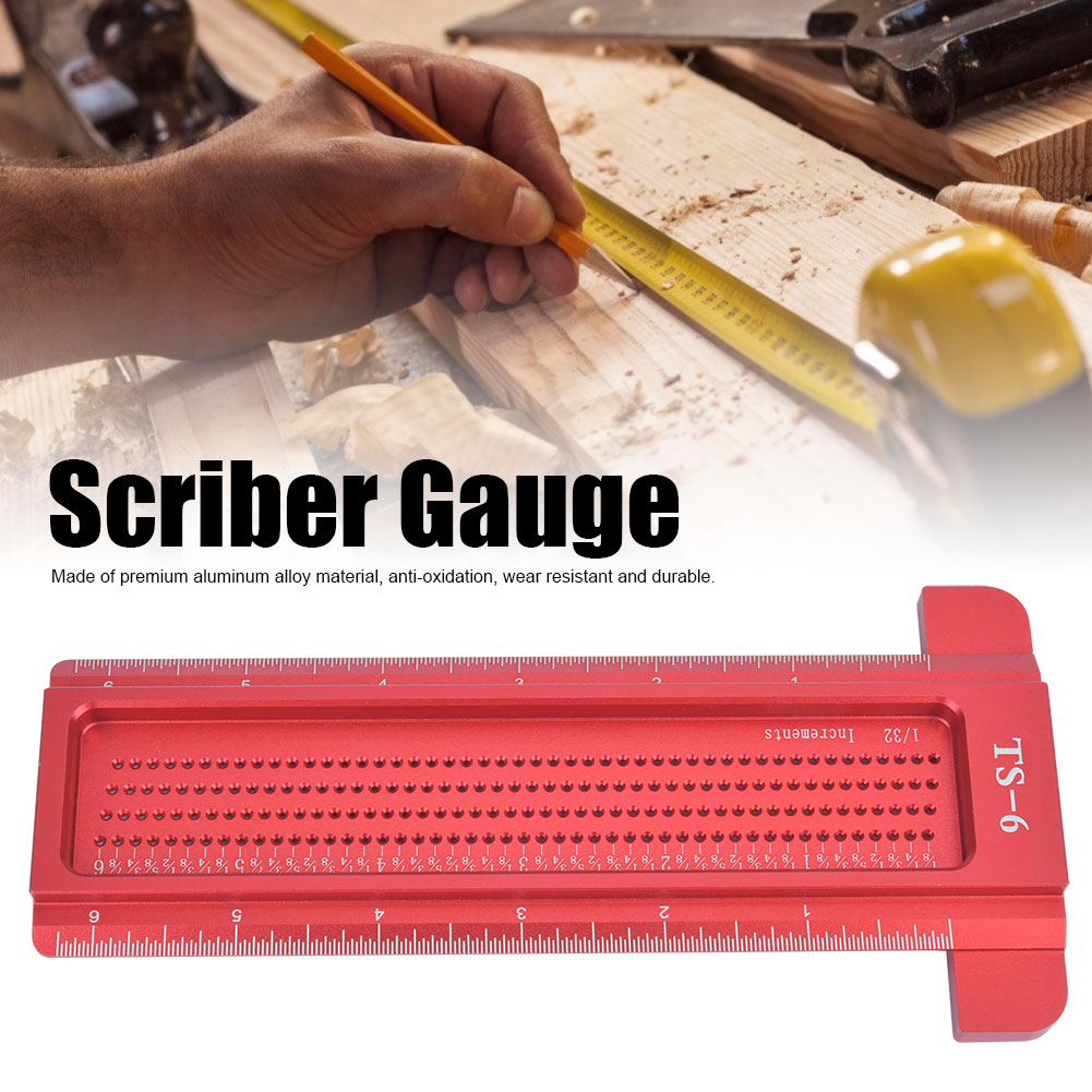 Woodworking Scriber Gauge Aluminum Alloy Hole Ruler Carpenter Measuring Tool for Woodworking and DIY Amateurs T-type Scriber Woodworking Scriber Gauge Aluminum Alloy Hole Ruler Carpenter Measuring Tool for Woodworking and DIY Amateurs T-type Scriber