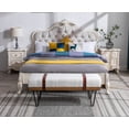 thumbnail image 4 of Guyou Modern Faux Fur Rectangle Ottoman Bench with Two Straps and Metal Legs, Upholstered Bed End Bench Entryway Shoe Bench Dining Table Bench Footstool for Bedroom Living Room, White, 4 of 12