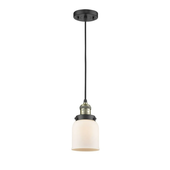 Innovations Lighting 201C-BAB-G51-LED Small Bell-3.5W 1 LED Mini Pendant in Traditional Style-5 Inches Wide by 10 Inches High   Black Antique Brass Finish with Matte White Glass
