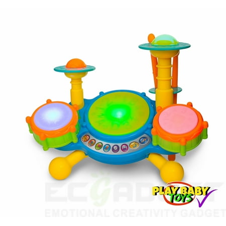 Play Baby Toys Big Beats Pre-School Jazz Drum Set With Preloaded Songs And Music With Educational Activities Like Counting And Developing A Sense Of Music