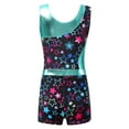 thumbnail image 3 of TiaoBug Kids Girls Printed Gymnastics Leotards Ballet Dance Sleeveless Bodysuit with Shorts 2Pcs Sets Starry Black 6, 3 of 6