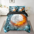 thumbnail image 2 of Homewish Baseball Sport Game 7-Piece Twin Bedding Sets,Modern Abstract Geometric Hexagon Bedding Comforter Set,Cyan White Orange Sheet Sets For Boys Kids,Super Cozy Room Decor Reversible, 2 of 8