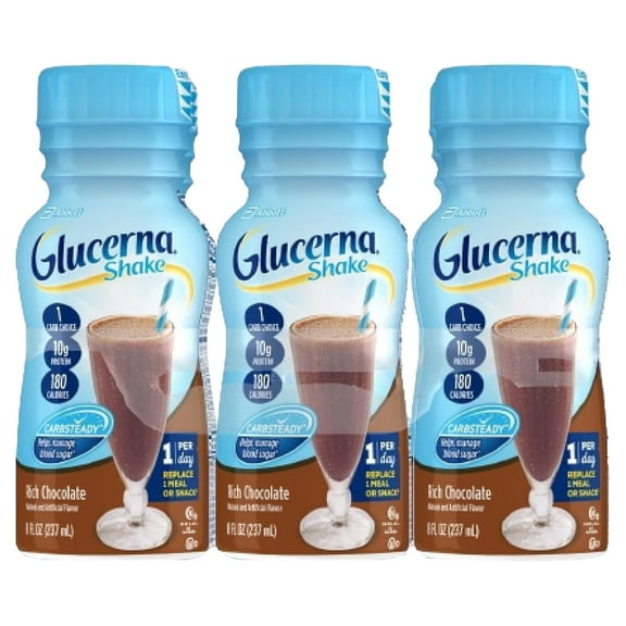 Glucerna Nutrition Shake, Rich Chocolate, 8 Ounce Bottle, 24 Count