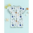 thumbnail image 6 of Toddler Baby Boy One Piece Swimsuit Infant Short Sleeve Zipper Bathing Suit Rash Guard Swimwear Beachwear Sunsuit, 6 of 7